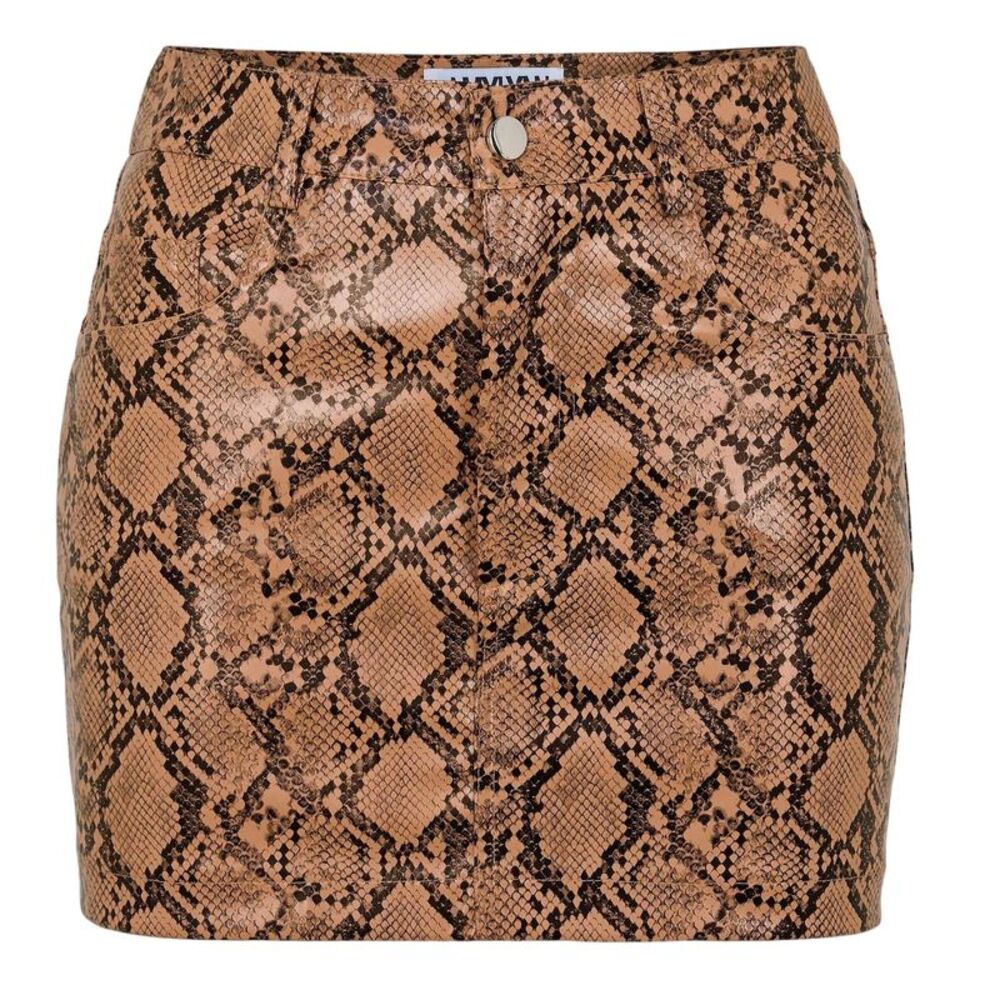 AmyLynn Womens/Ladies Snake Print Faux Leather Regular Mini Skirt / Brown